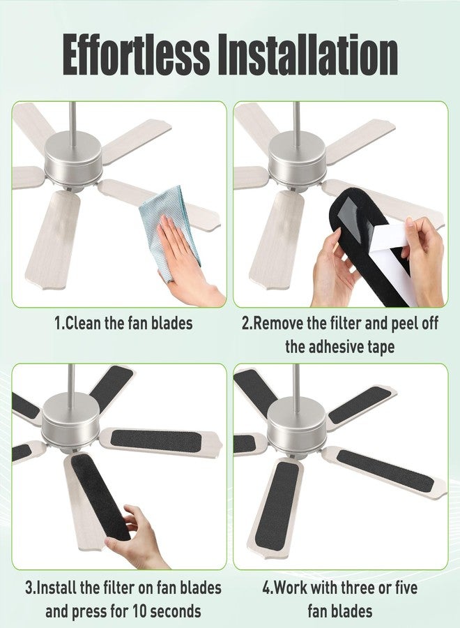 LLWAN Ceiling Fan Filters, Activated Coconut Shell Carbon Ceiling Fan Filter for Blades, Easy-Stick Universal Air Filters for drawing room Bedroom Kitchen Office Air Fresh（10PCS） - Image 4